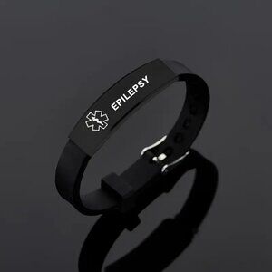 Black Silicone Star Of Lifen Epileptic Bracelet NWT